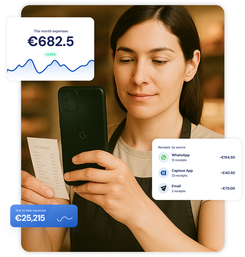Capisso App Demo showing expense tracking